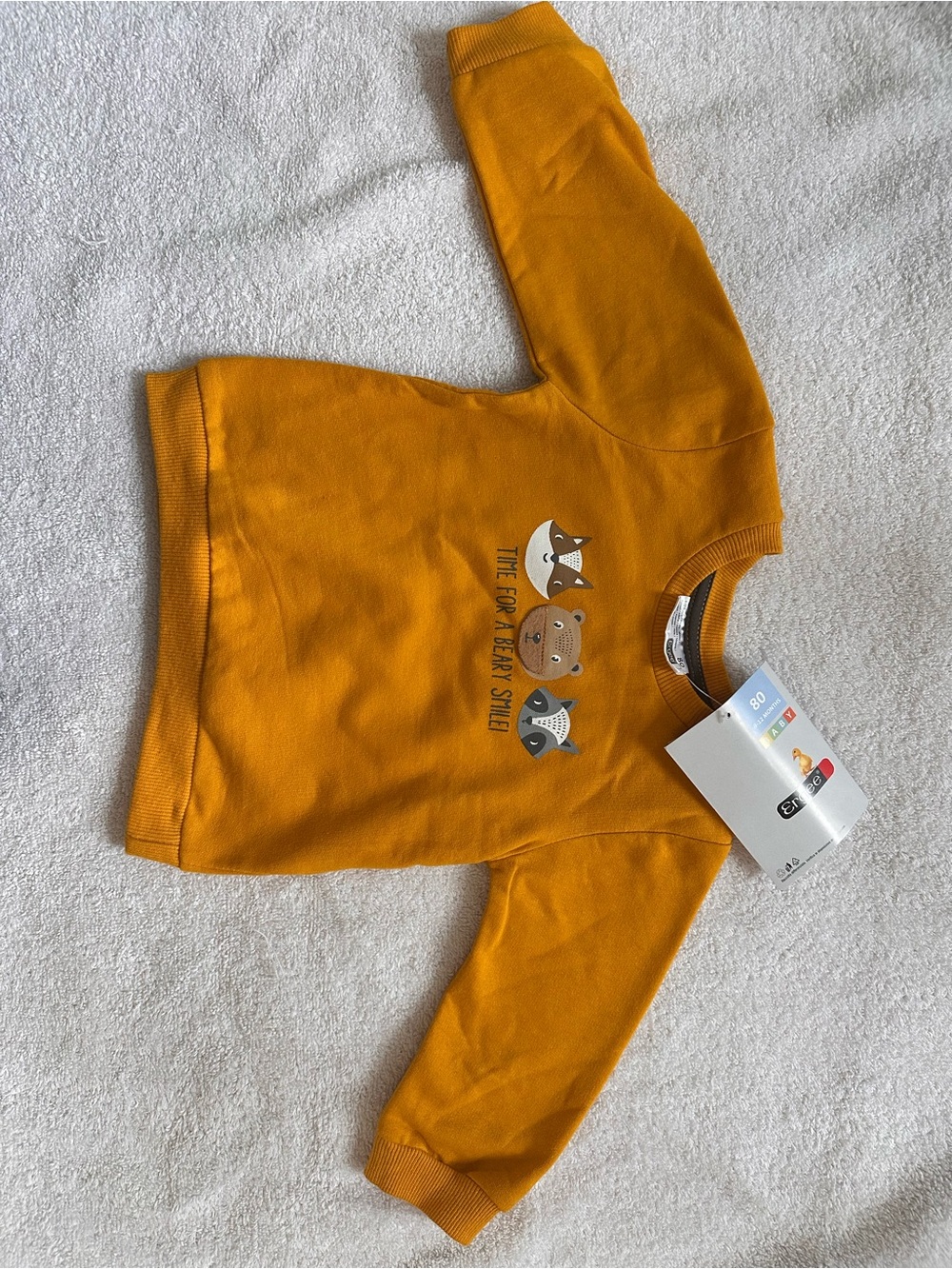 Erge Mustard Yellow Kids Sweatshirt with Woodland Animal Faces